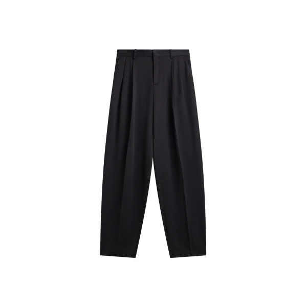 The Frankie Shop Vester Pleated Trousers - Black - Oversized Minimalist Pants in Black - Shop at Luxury Shoes 