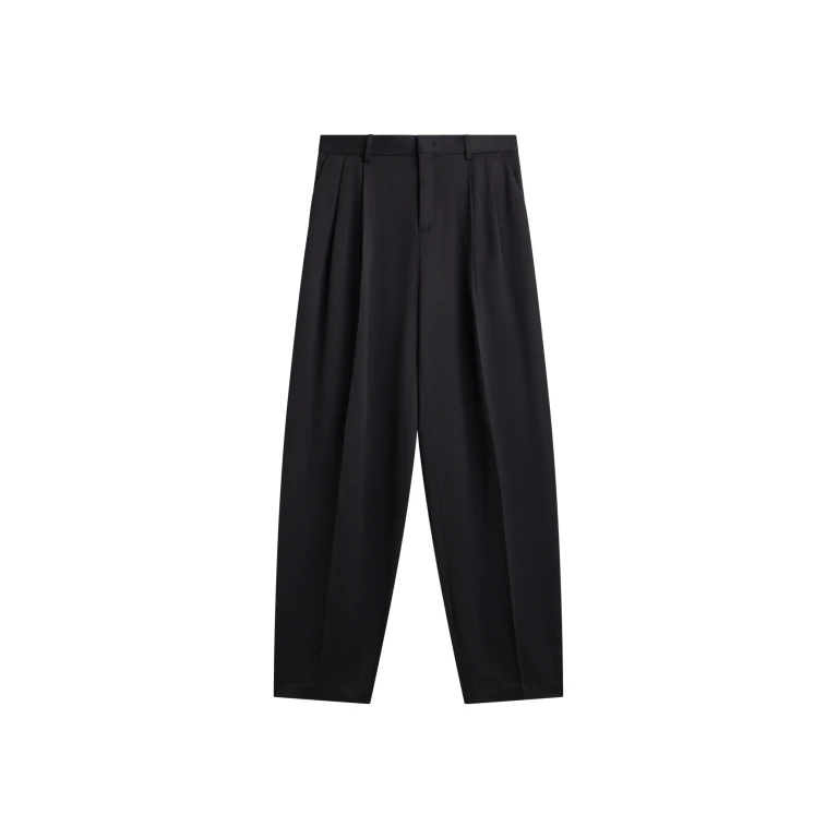 The Frankie Shop Vester Pleated Trousers - Black - Oversized Minimalist Pants in Black - Shop at Luxury Shoes 