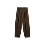 The Frankie Shop Vester Pleated Trousers - Brown - Oversized Minimalist Pants in Beige - Shop at Luxury Shoes 