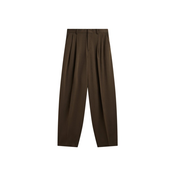 The Frankie Shop Vester Pleated Trousers - Brown - Oversized Minimalist Pants in Beige - Shop at Luxury Shoes 