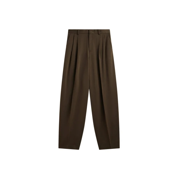 The Frankie Shop Vester Pleated Trousers - Brown - Oversized Minimalist Pants in Beige - Shop at Luxury Shoes 