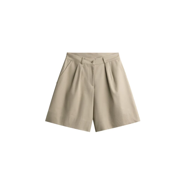 The Frankie Shop Veyra Adjustable Cuff Shorts - Beige - Oversized Minimalist Shorts in Beige - Shop at Luxury Shoes 