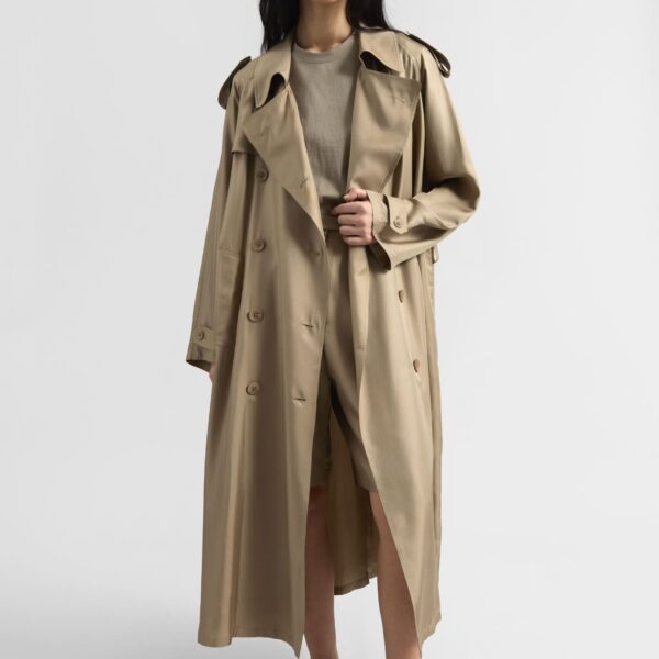 The Frankie Shop Veyron Silk Trench – Beige Coat, view 4