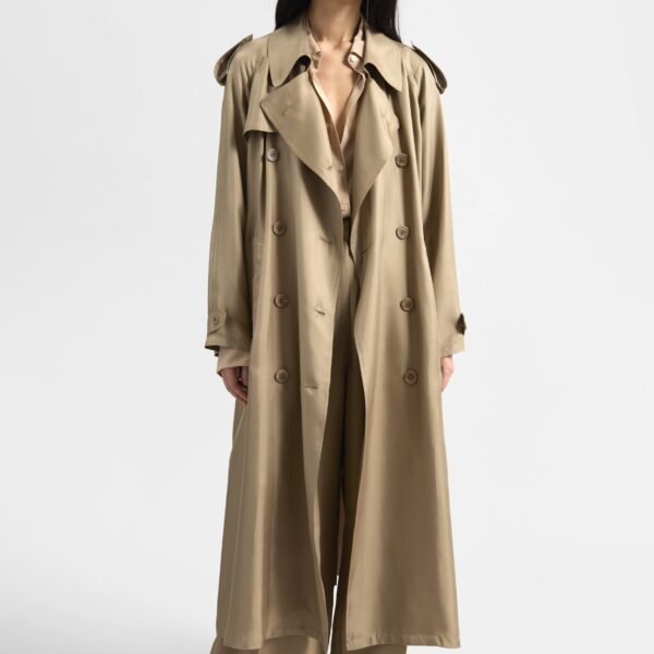 The Frankie Shop Veyron Silk Trench – Beige Coat, view 5