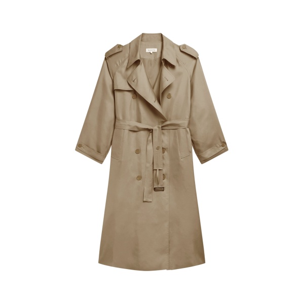 The Frankie Shop Veyron Silk Trench - Beige - Oversized Minimalist Coats in Beige - Shop at Luxury Shoes 