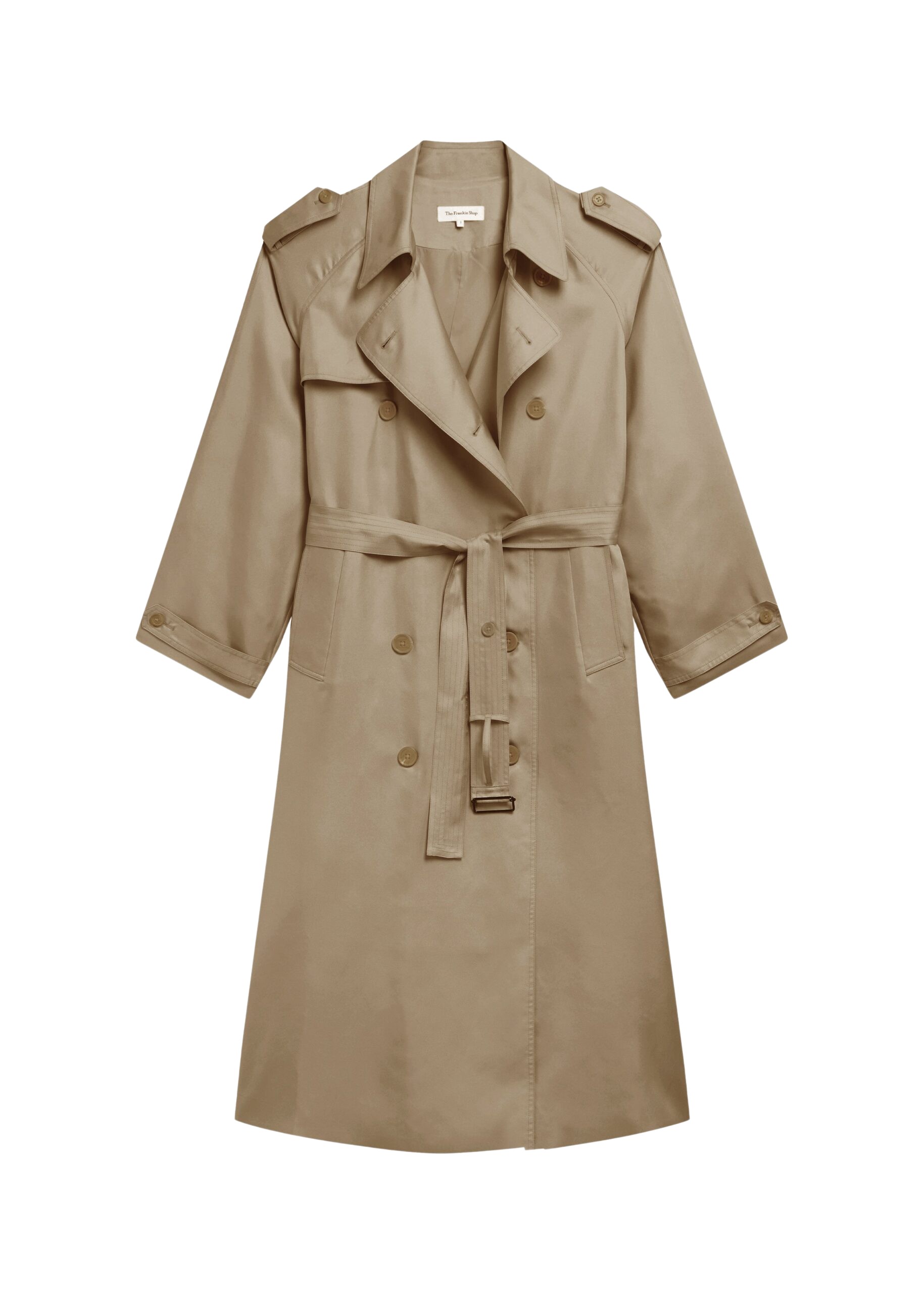 The Frankie Shop Veyron Silk Trench – Beige Coat