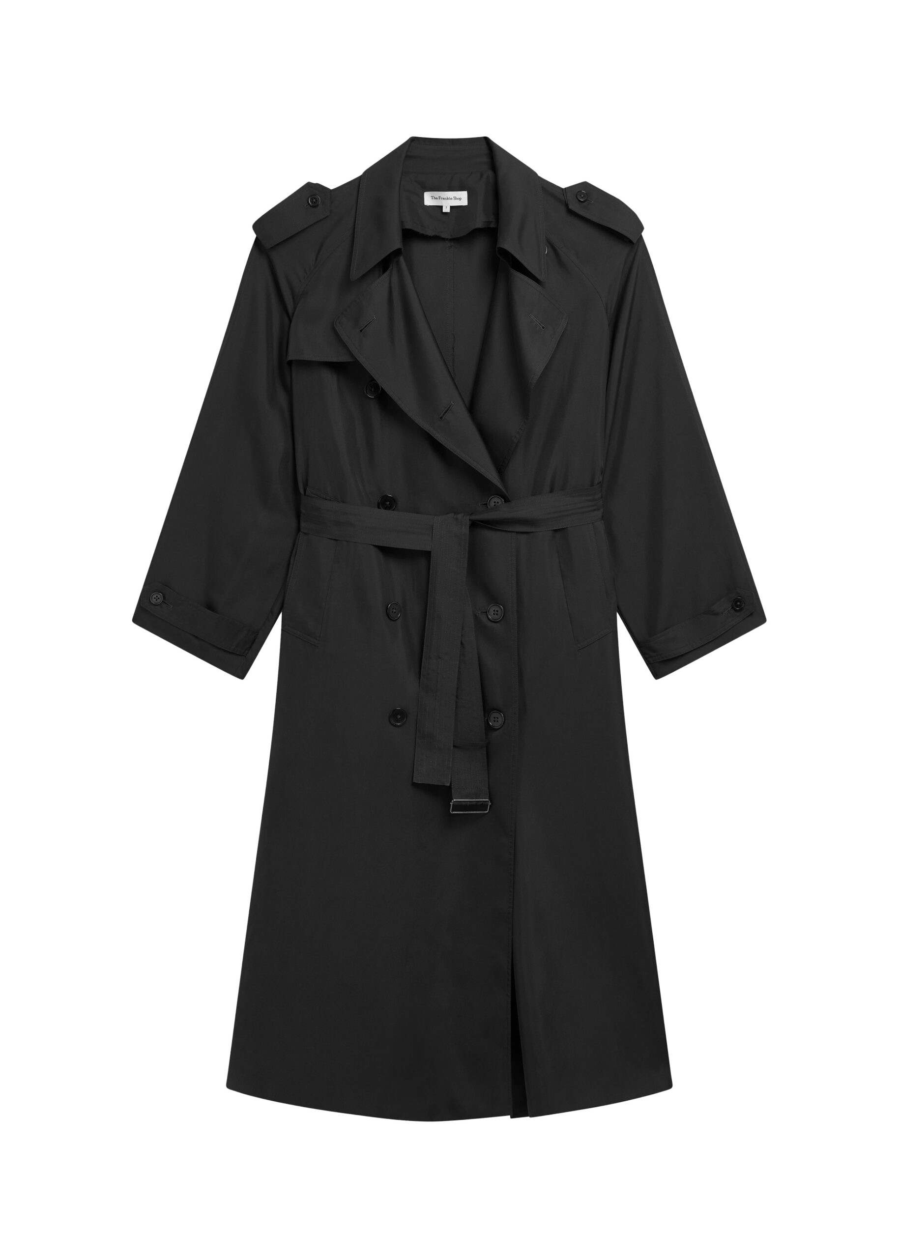 The Frankie Shop Veyron Silk Trench – Black Coat