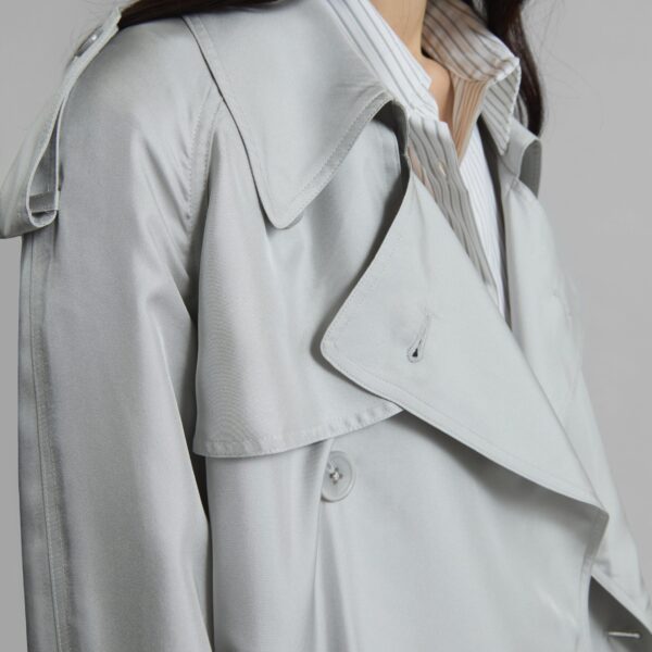 The Frankie Shop Veyron Silk Trench – Grey Coat, view 5