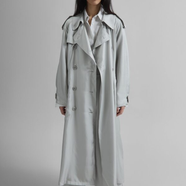 The Frankie Shop Veyron Silk Trench – Grey Coat, view 6