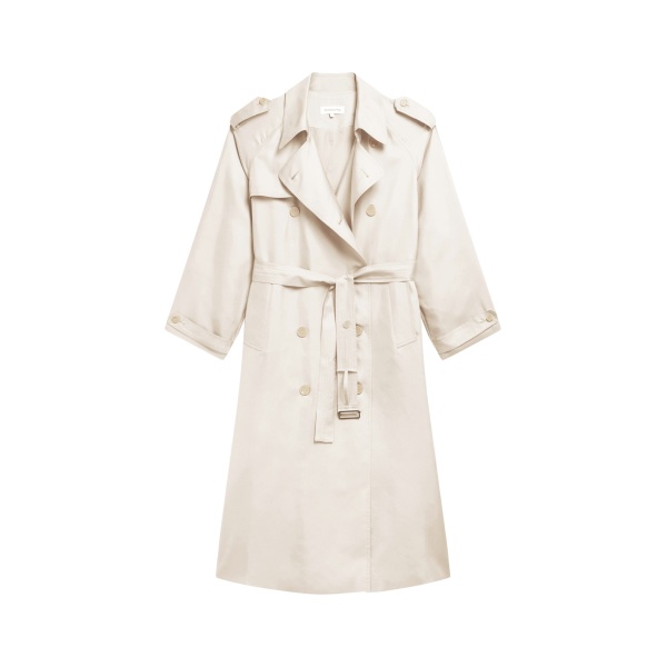 The Frankie Shop Veyron Silk Trench - Ivory - Oversized Minimalist Coats in Ivory - Shop at Luxury Shoes 
