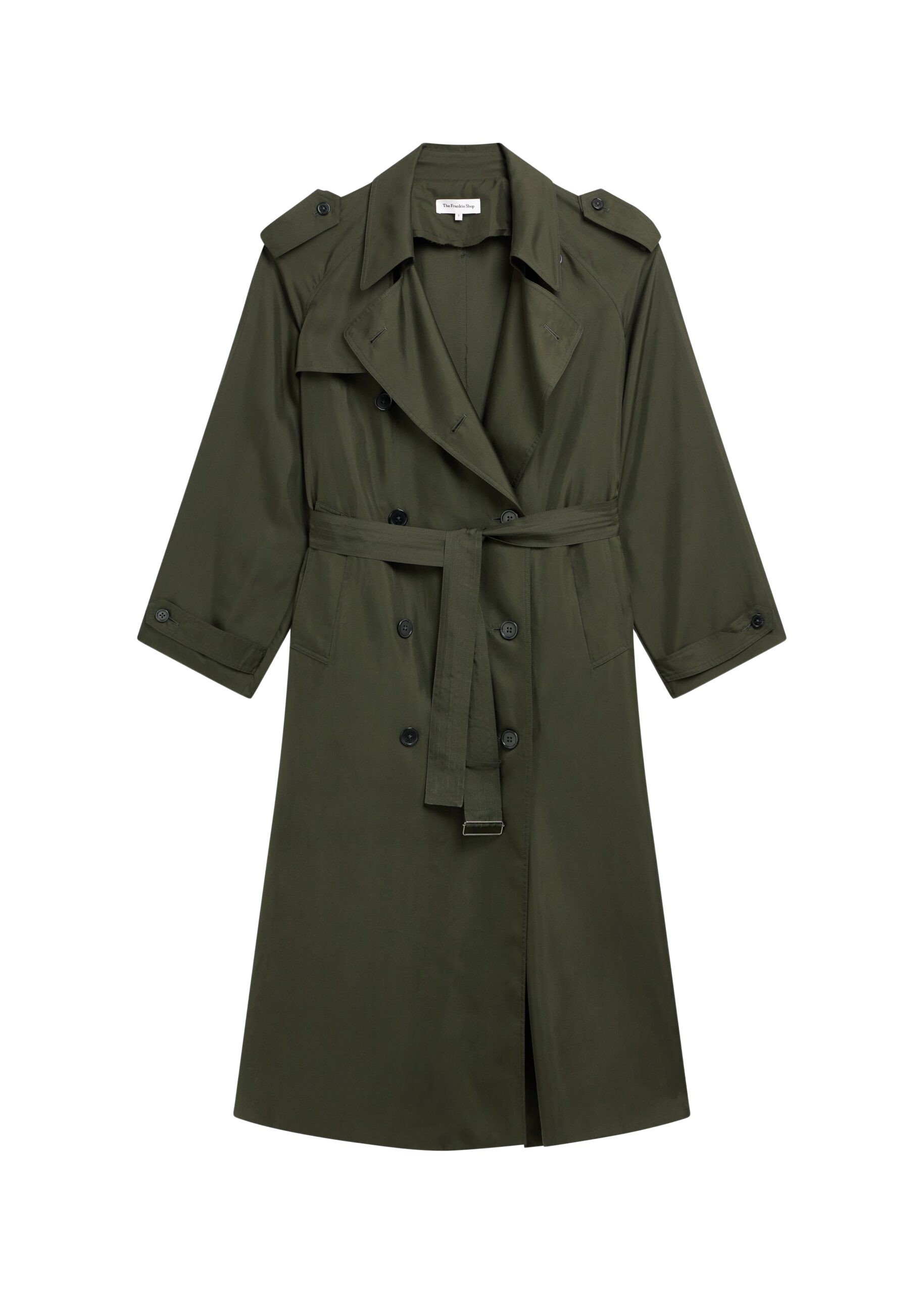 The Frankie Shop Veyron Silk Trench – Khaki Coat