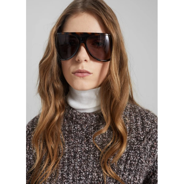 The Frankie Shop Vezia Chunky Knit Sweater – Brown Melange, view 4