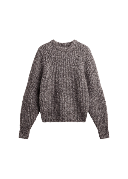 The Frankie Shop Vezia Chunky Knit Sweater - Brown Melange - Oversized Minimalist Knitwear in Beige - Shop at Luxury Shoes 