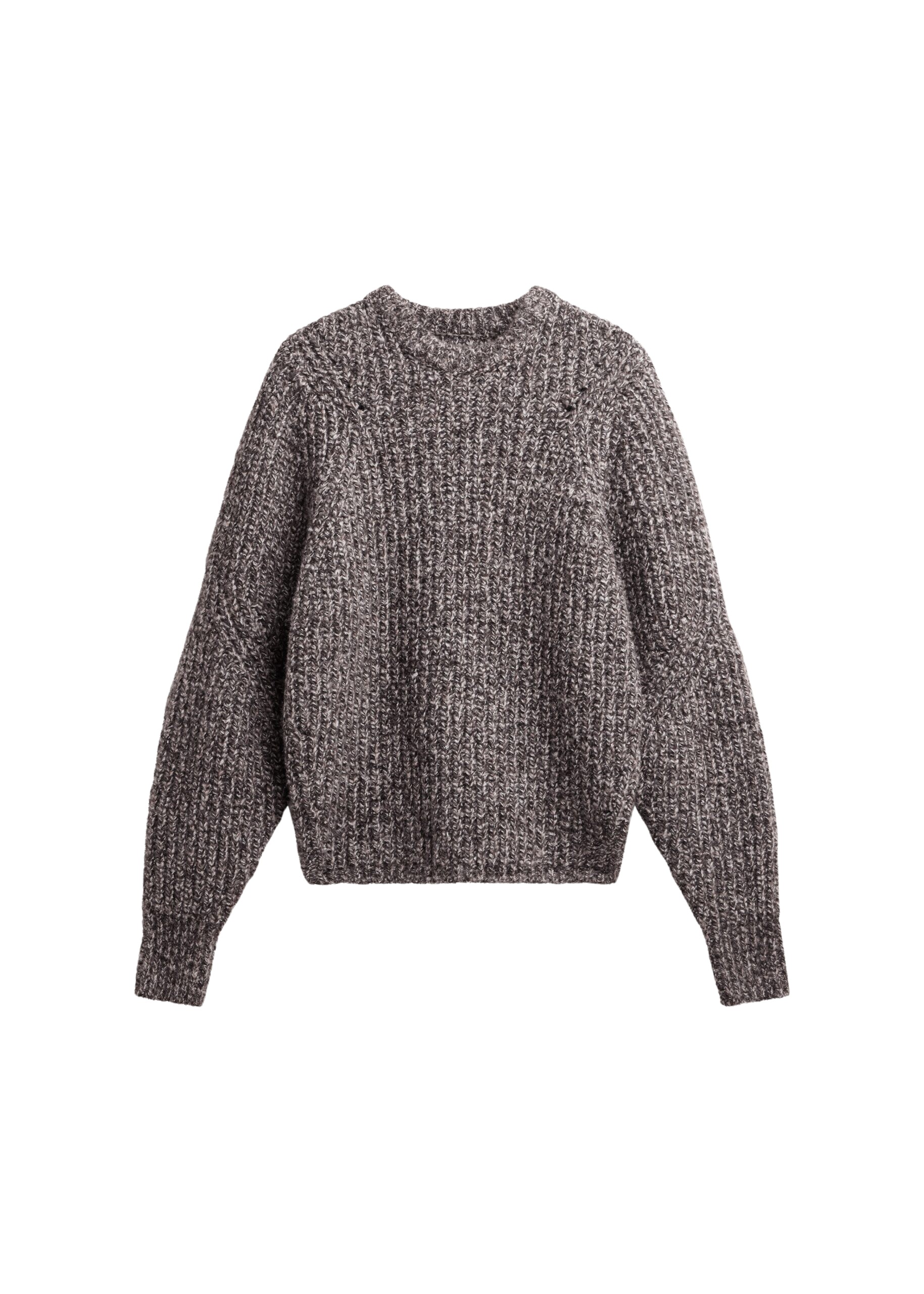 The Frankie Shop Vezia Chunky Knit Sweater - Brown Melange - Oversized Minimalist Knitwear in Beige - Shop at Luxury Shoes 