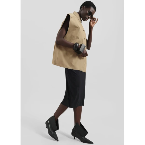The Frankie Shop Viera Midi Skirt - Black - Oversized Minimalist Skirts in Black - Shop at Luxury Shoes 
