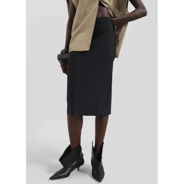 The Frankie Shop Viera Midi Skirt - Black - Oversized Minimalist Skirts in Black - Shop at Luxury Shoes 