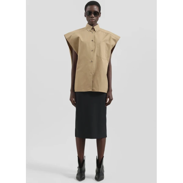 The Frankie Shop Viera Midi Skirt - Black - Oversized Minimalist Skirts in Black - Shop at Luxury Shoes 