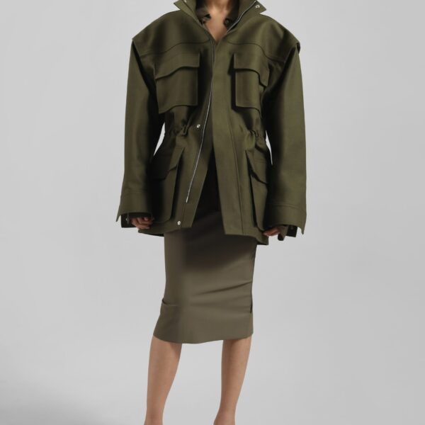 The Frankie Shop Viera Midi Skirt – Khaki, view 3