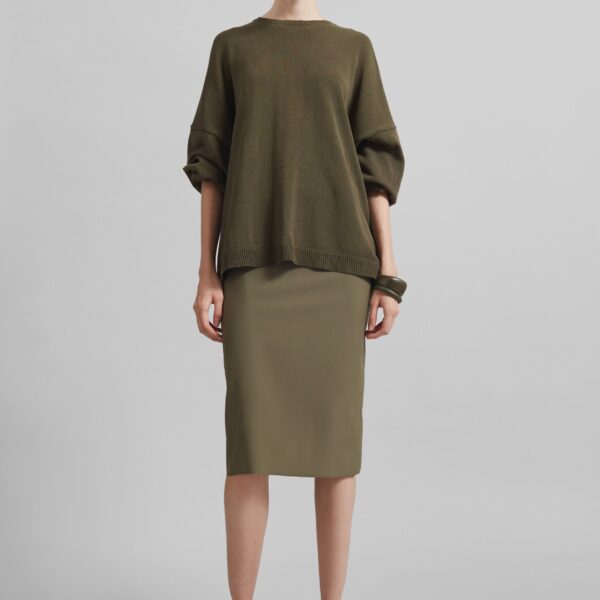 The Frankie Shop Viera Midi Skirt – Khaki, view 5