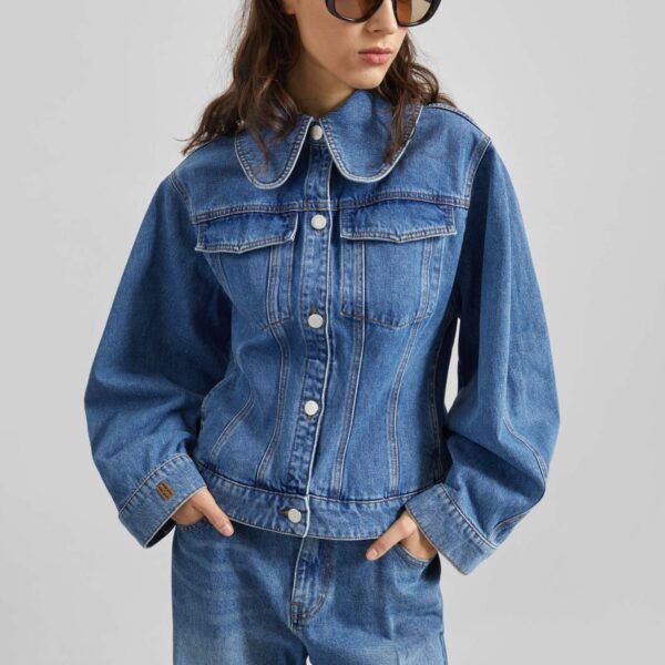 The Frankie Shop Villies Jacket – Mid Denim Blue, view 2
