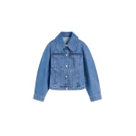 The Frankie Shop Villies Jacket - Mid Denim Blue - Oversized Minimalist Jackets in Blue - Shop at Luxury Shoes 