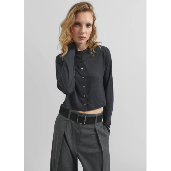 The Frankie Shop Vinni Thin Wool Cardigan - Navy - Oversized Minimalist Knitwear in Blue - Shop at Luxury Shoes 