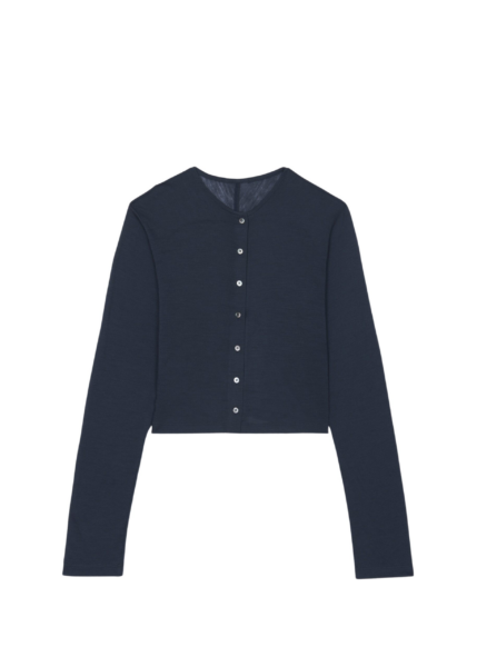 The Frankie Shop Vinni Thin Wool Cardigan - Navy - Oversized Minimalist Knitwear in Blue - Shop at Luxury Shoes 
