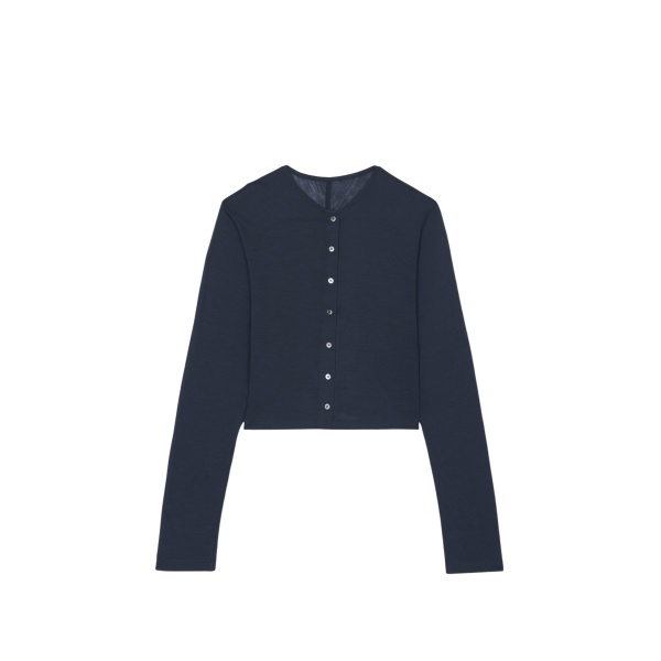The Frankie Shop Vinni Thin Wool Cardigan - Navy - Oversized Minimalist Knitwear in Blue - Shop at Luxury Shoes 