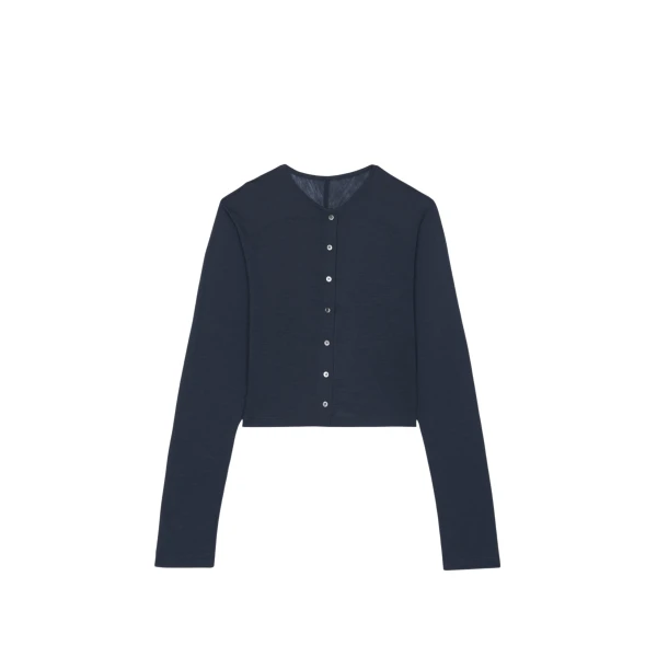 The Frankie Shop Vinni Thin Wool Cardigan - Navy - Oversized Minimalist Knitwear in Blue - Shop at Luxury Shoes 