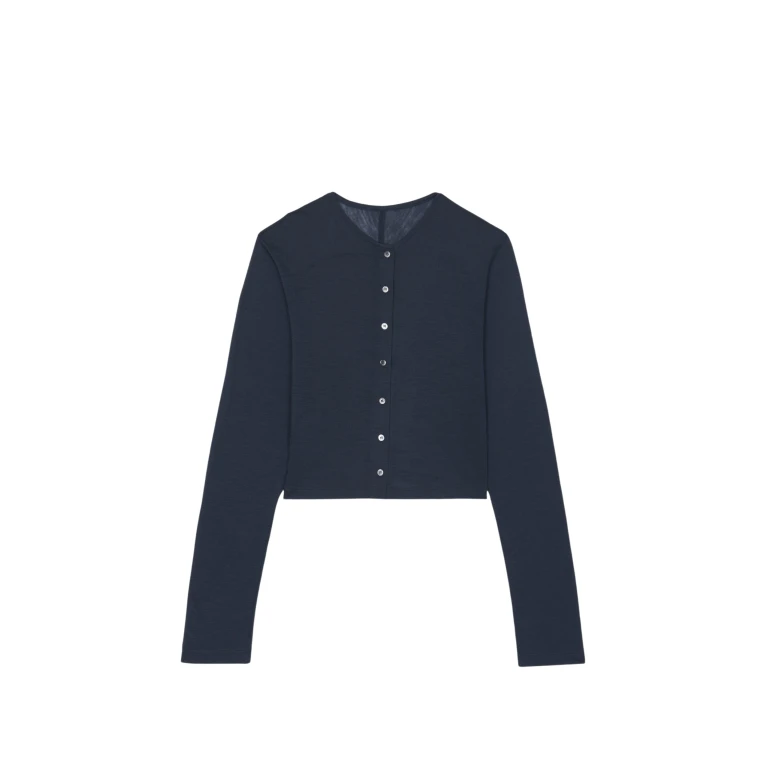 The Frankie Shop Vinni Thin Wool Cardigan - Navy - Oversized Minimalist Knitwear in Blue - Shop at Luxury Shoes 