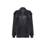 The Frankie Shop Viper Leather Jacket - Black - Oversized Minimalist Jackets in Black - Shop at Luxury Shoes 