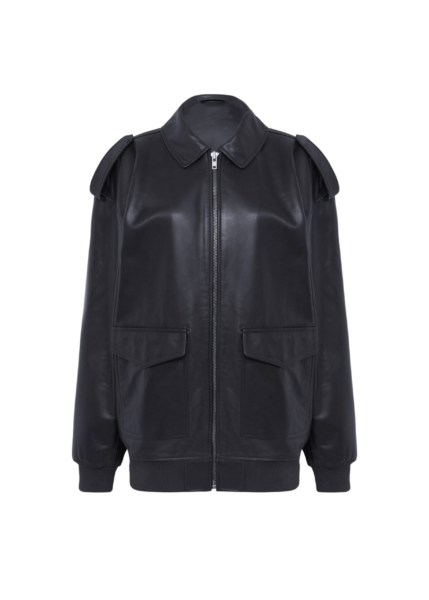The Frankie Shop Viper Leather Jacket - Black - Oversized Minimalist Jackets in Black - Shop at Luxury Shoes 