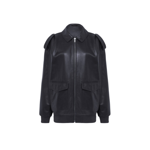 The Frankie Shop Viper Leather Jacket - Black - Oversized Minimalist Jackets in Black - Shop at Luxury Shoes 