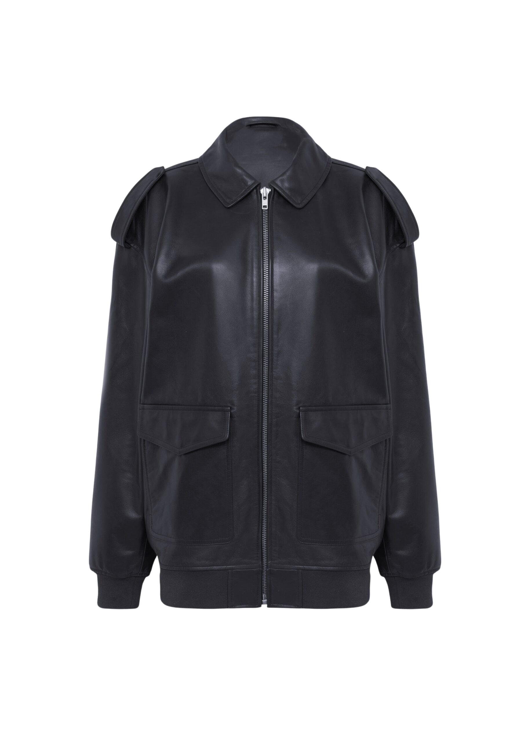 The Frankie Shop Viper Leather Jacket - Black - Oversized Minimalist Jackets in Black - Shop at Luxury Shoes 