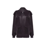The Frankie Shop Viper Leather Jacket - Dark Plum - Oversized Minimalist Jackets in Purple - Shop at Luxury Shoes 