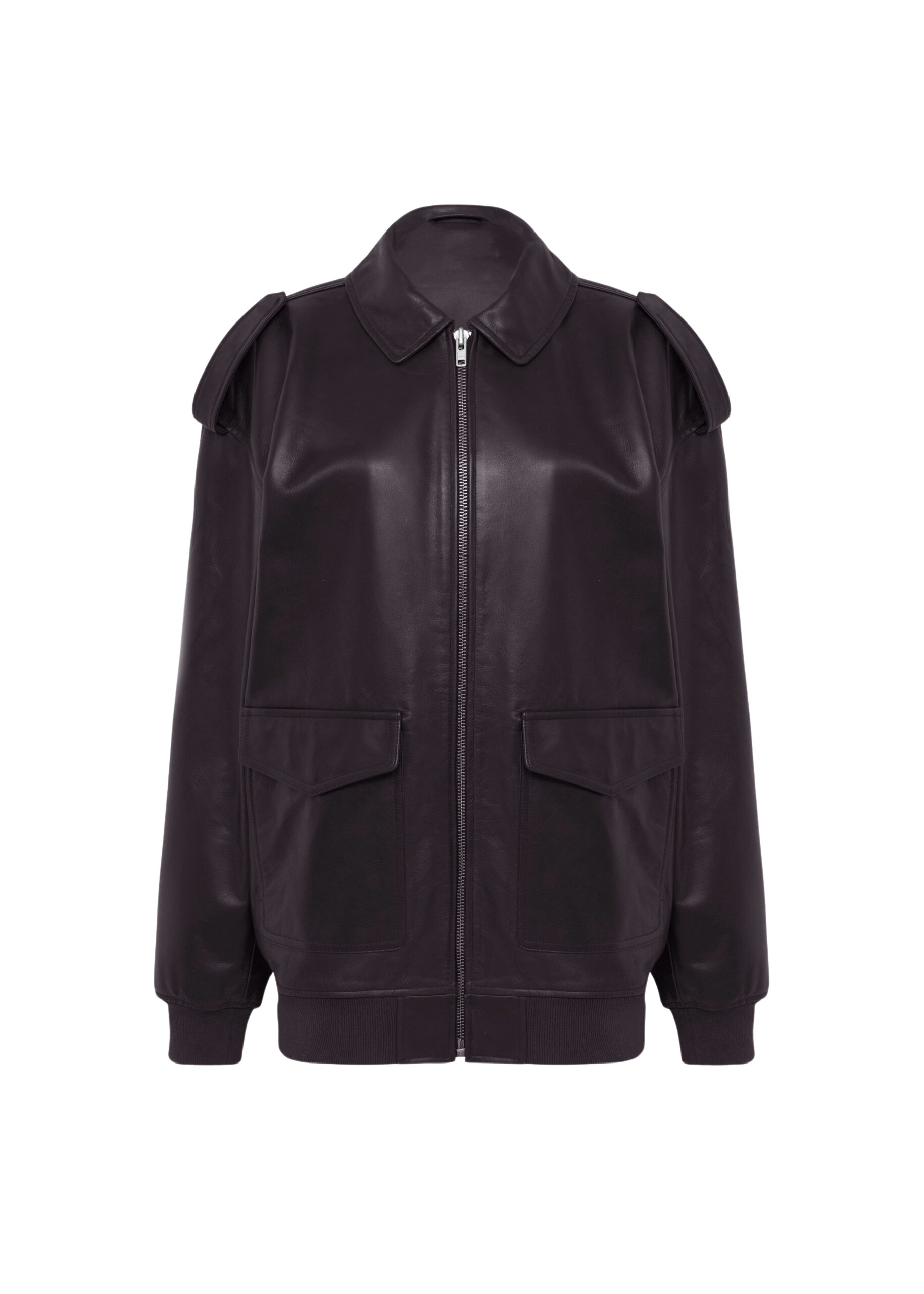 The Frankie Shop Viper Leather Jacket – Dark Plum