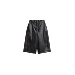The Frankie Shop Vivonne Croc Faux Leather Culottes - Black - Oversized Minimalist Shorts in Black - Shop at Luxury Shoes 