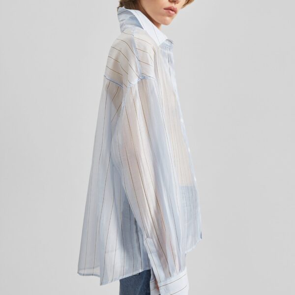 The Frankie Shop Vranor Light Sheer Shirt – Light Blue/Black Stripe, view 2