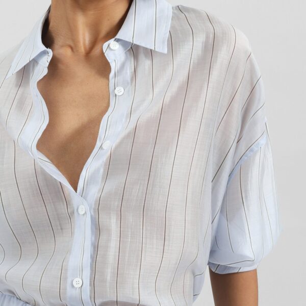 The Frankie Shop Vranor Light Sheer Shirt – Light Blue/Black Stripe, view 5