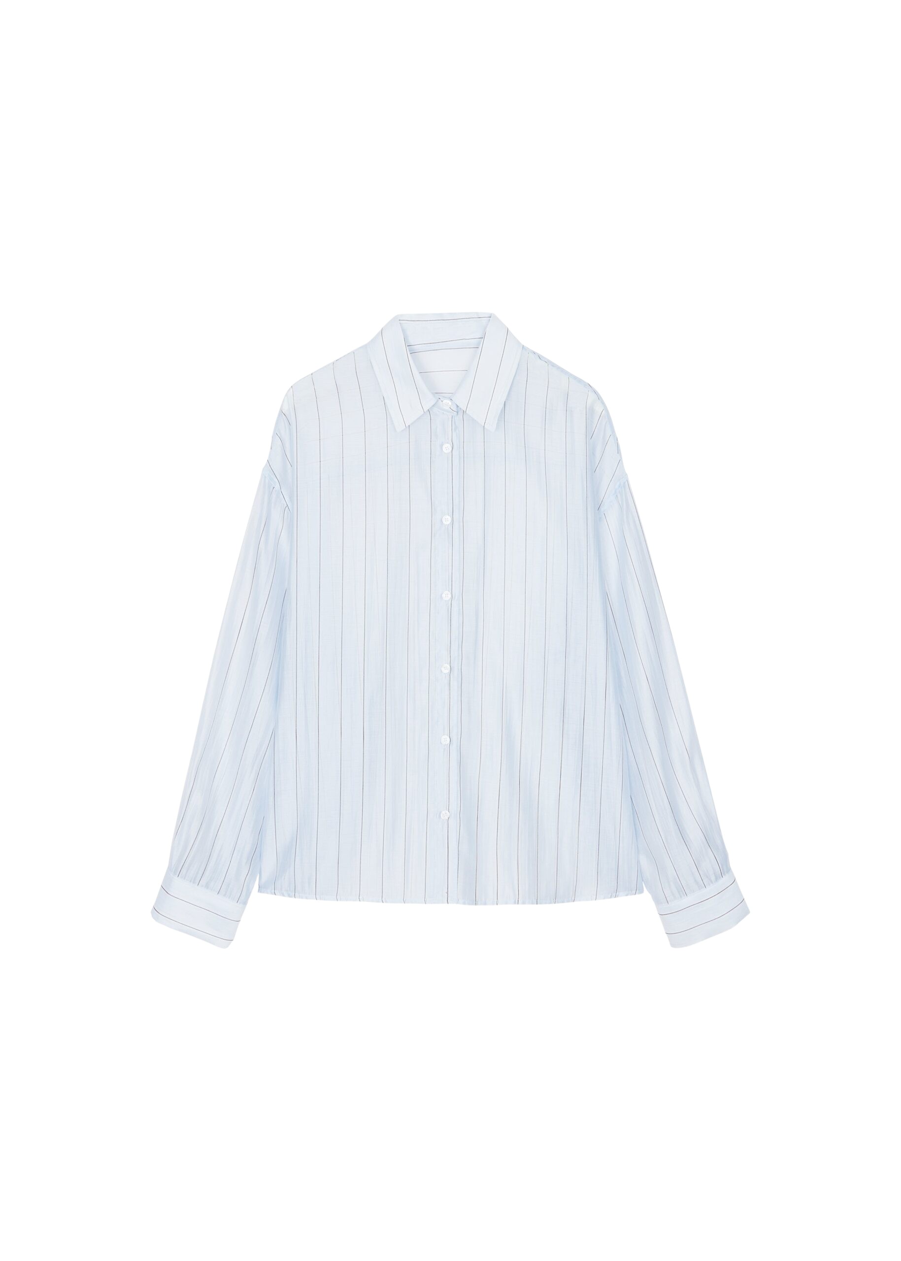 The Frankie Shop Vranor Light Sheer Shirt - Light Blue/Black Stripe - Oversized Minimalist Tops in Multicolour - Shop at Luxury Shoes 