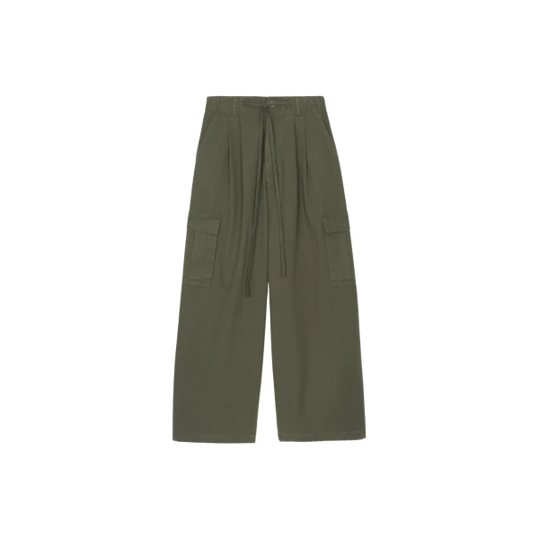 The Frankie Shop Wandle Cargo Pants - Khaki - Oversized Minimalist Pants in Green - Shop at Luxury Shoes 