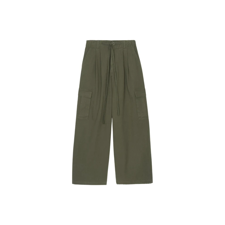 The Frankie Shop Wandle Cargo Pants - Khaki - Oversized Minimalist Pants in Green - Shop at Luxury Shoes 