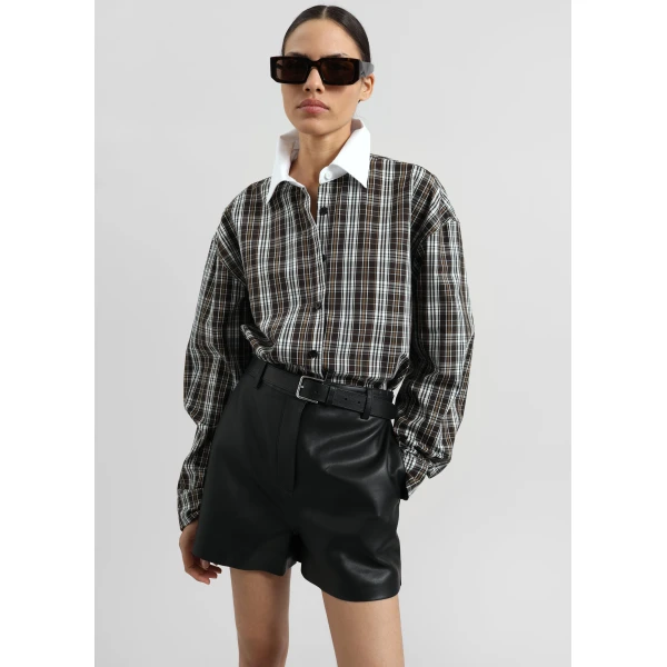 The Frankie Shop Weska Plaid Shirt - Multicolor - Oversized Minimalist Tops in Multicolour - Shop at Luxury Shoes 