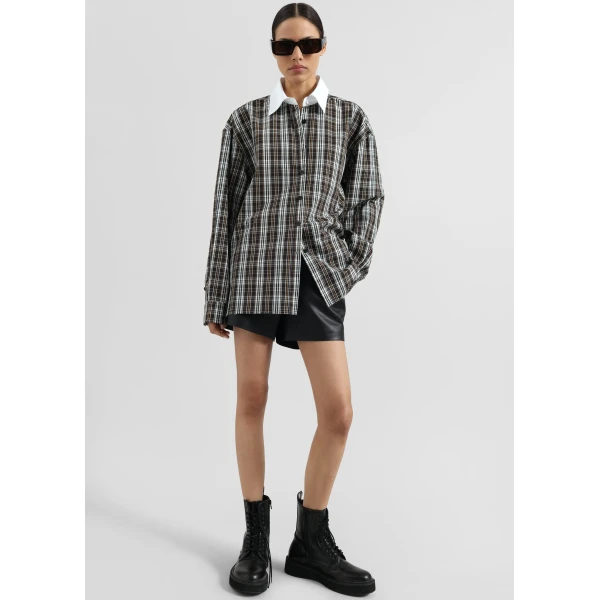 The Frankie Shop Weska Plaid Shirt - Multicolor - Oversized Minimalist Tops in Multicolour - Shop at Luxury Shoes 
