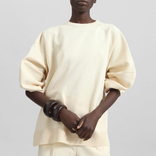 The Frankie Shop Wesra Knit Sweatshirt – Ecru, view 2