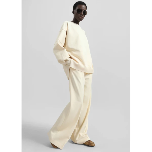 The Frankie Shop Wesra Knit Sweatshirt - Ecru - Oversized Minimalist Tops in Ivory - Shop at Luxury Shoes 
