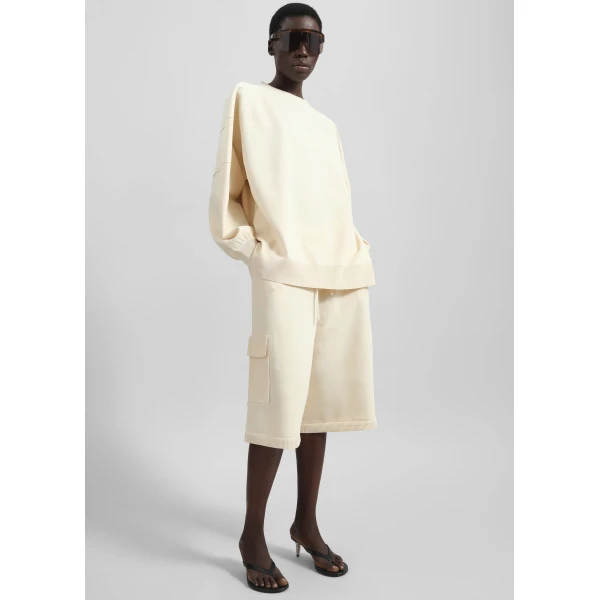 The Frankie Shop Wesra Knit Sweatshirt - Ecru - Oversized Minimalist Tops in Ivory - Shop at Luxury Shoes 