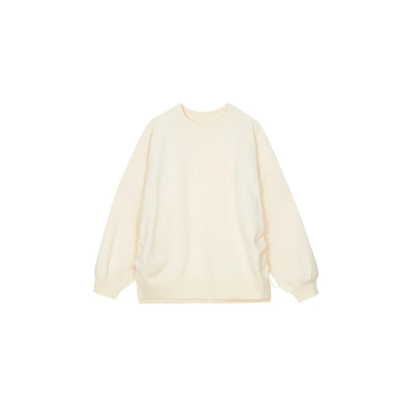 The Frankie Shop Wesra Knit Sweatshirt - Ecru - Oversized Minimalist Tops in Ivory - Shop at Luxury Shoes 