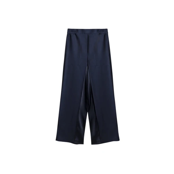 The Frankie Shop Wide Leg Culottes - Dark Ink Navy - Oversized Minimalist Pants in Black - Shop at Luxury Shoes 