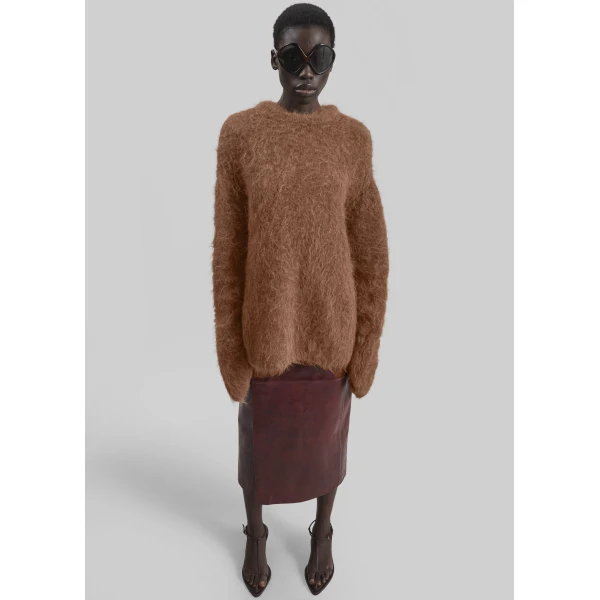 The Frankie Shop Willy Alpaca Knit Sweater – Dark Taupe, view 3